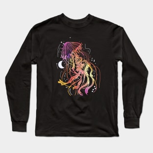 Cosmic Jellyfish crescent moon Long Sleeve T-Shirt